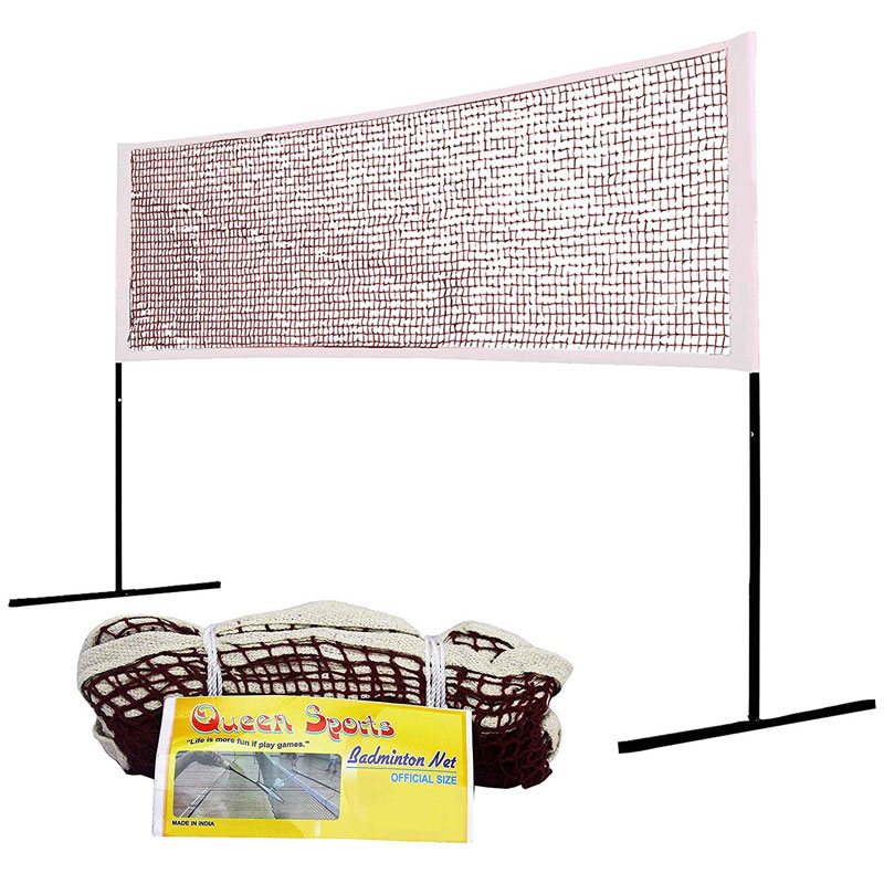 Queen Sports Badminton Net Premium quality Cotton Maroon Standard Size for Sports Training Practice and Fun