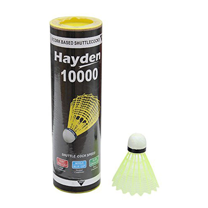  Hayden Badminton Nylon Cork Based Yellow Shuttlecock Pack of 6