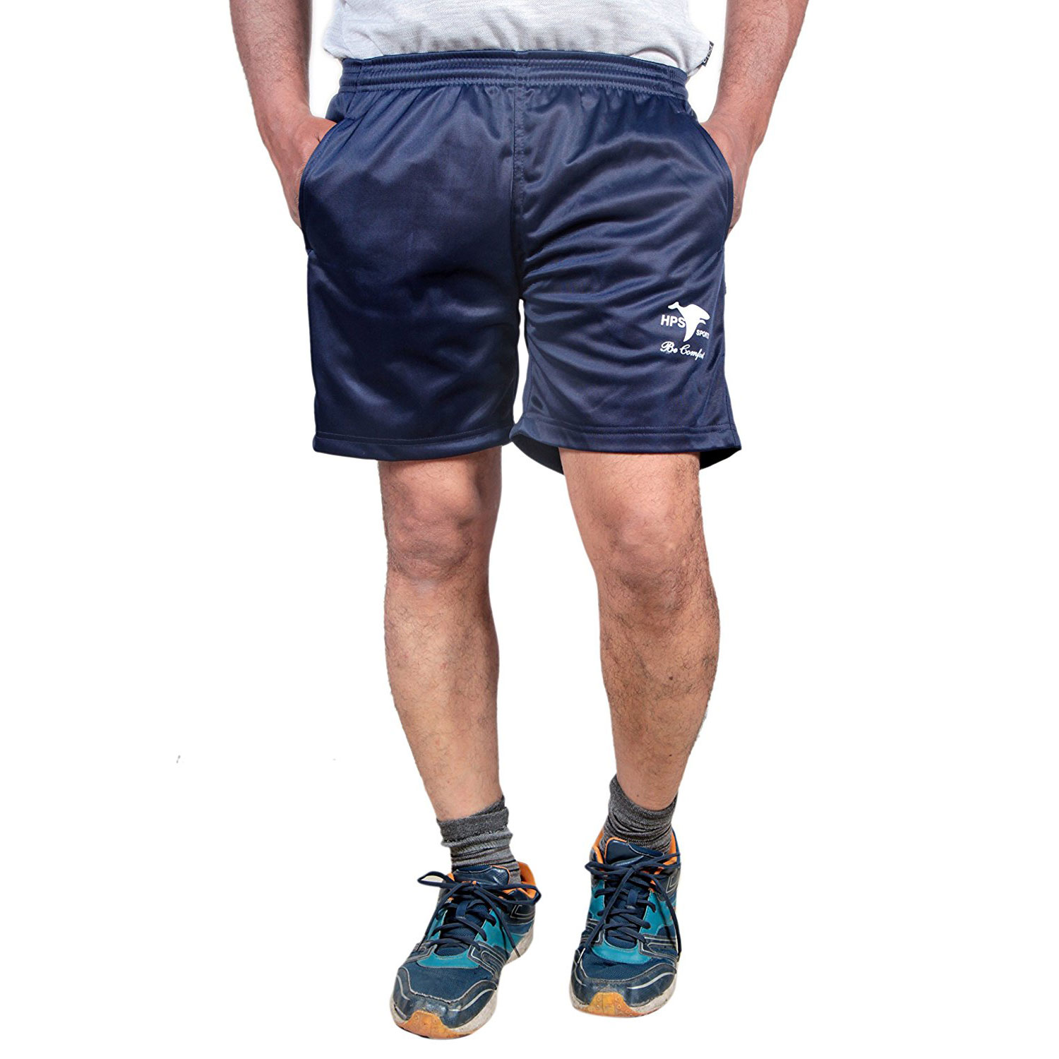  HPS Sports Men's Regular Fit Super Ploy Blue Shorts