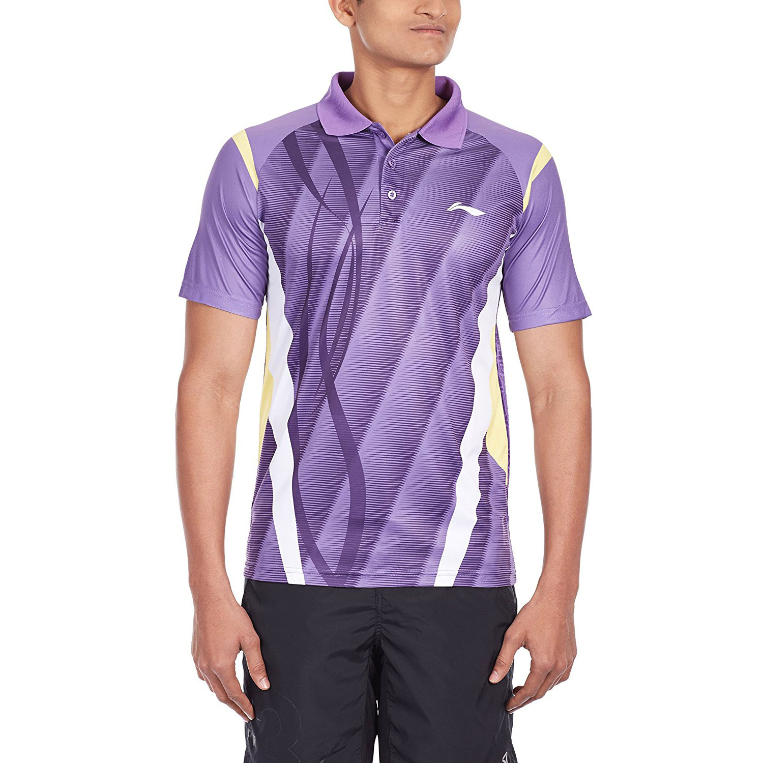 Li-Ning ALPH421-5 Collar Badminton T-Shirt, Men's (Purple) 
