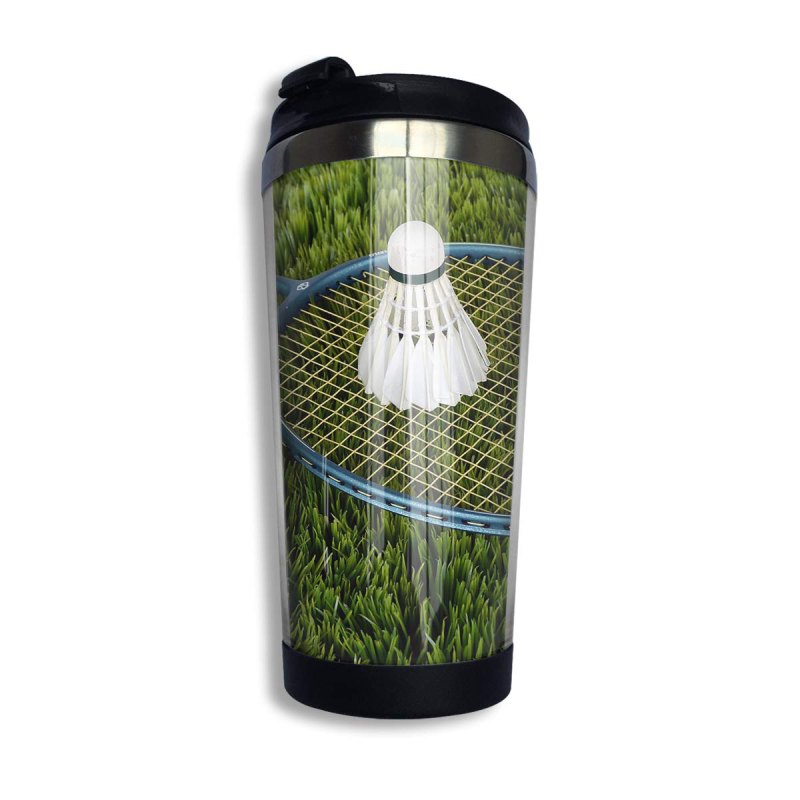 Stainless Steel Thermal Insulation Water Bottles Badminton Print Travel Mug
