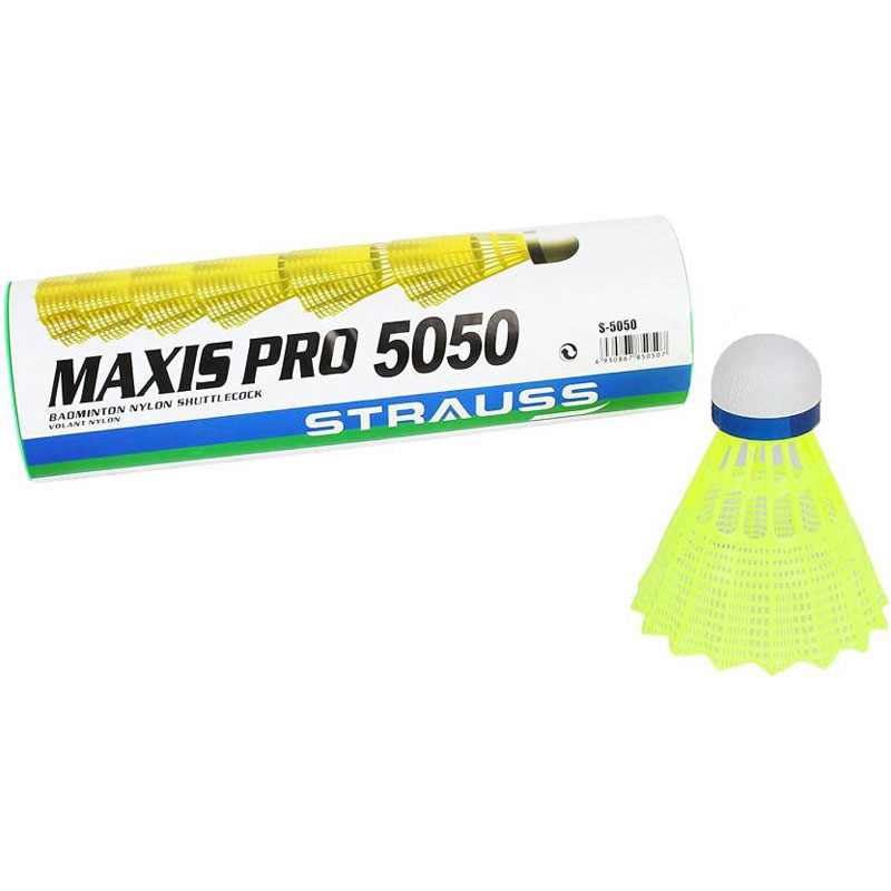  Strauss Maxis Pro Nylon Shuttle - Yellow  (Medium, 76, Pack of 6)