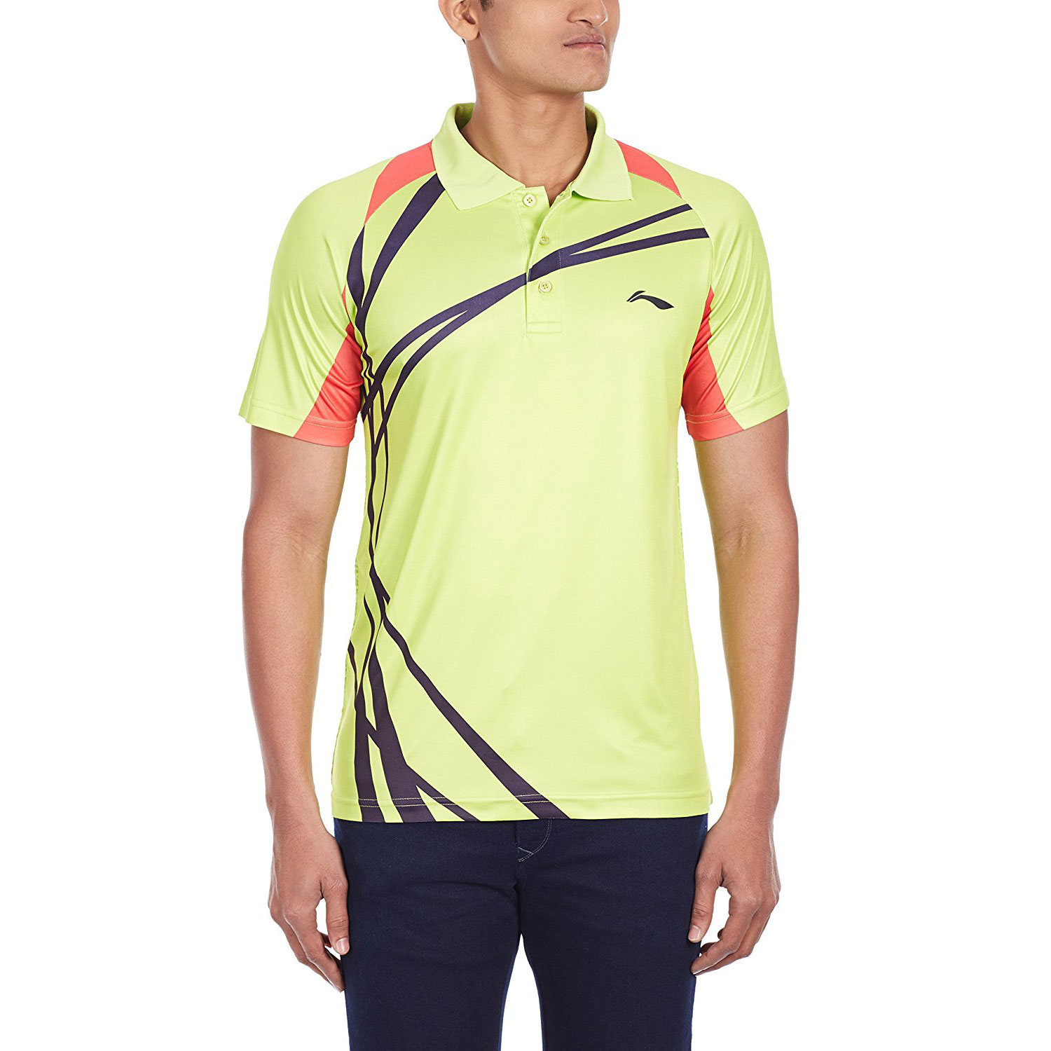 Li-Ning ALPH423-6 Collar Badminton T-Shirt, Men's (Green) 
