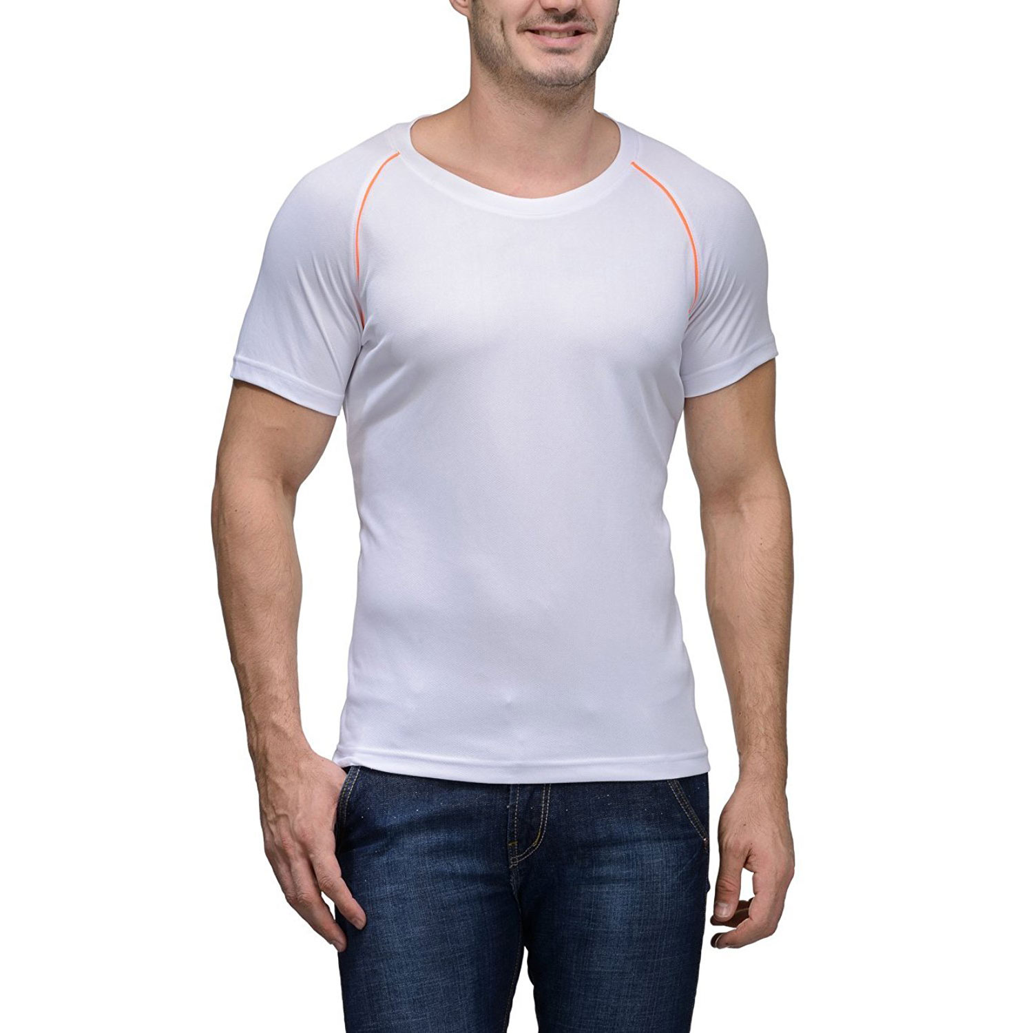   Scott Men's Jersey Round Neck Sports Dryfit T-shirt - White