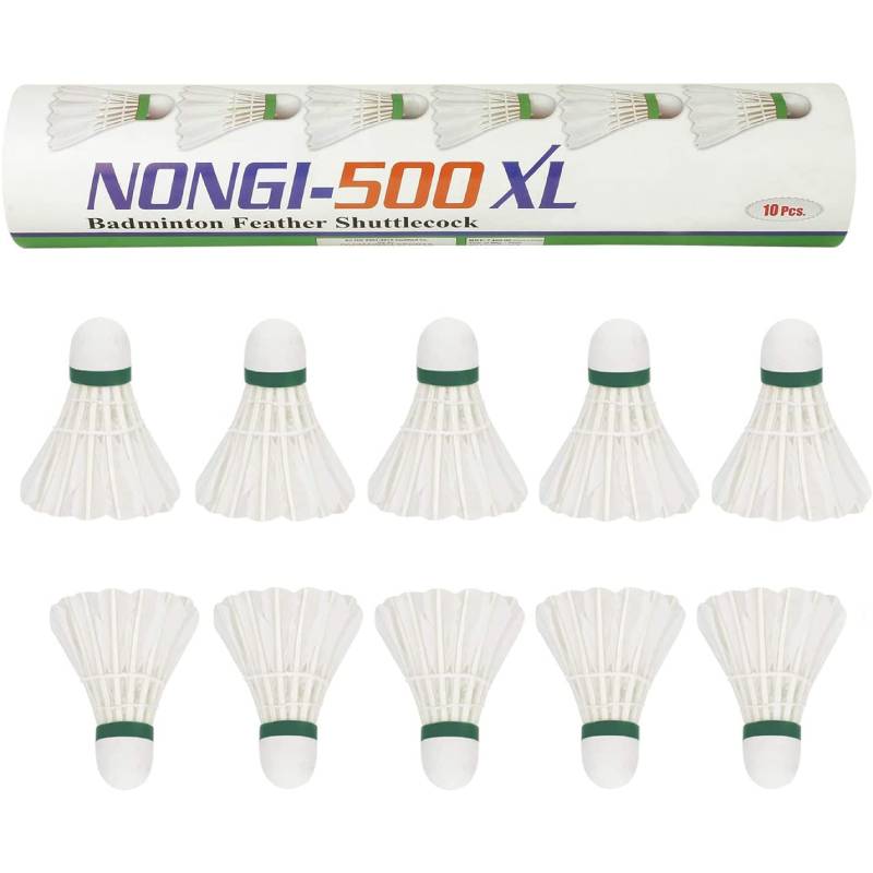 NONGI Badminton Feather Shuttle Cork Bounded Evenly by Nylon Thread (Speed 76, Medium) || Variations Available