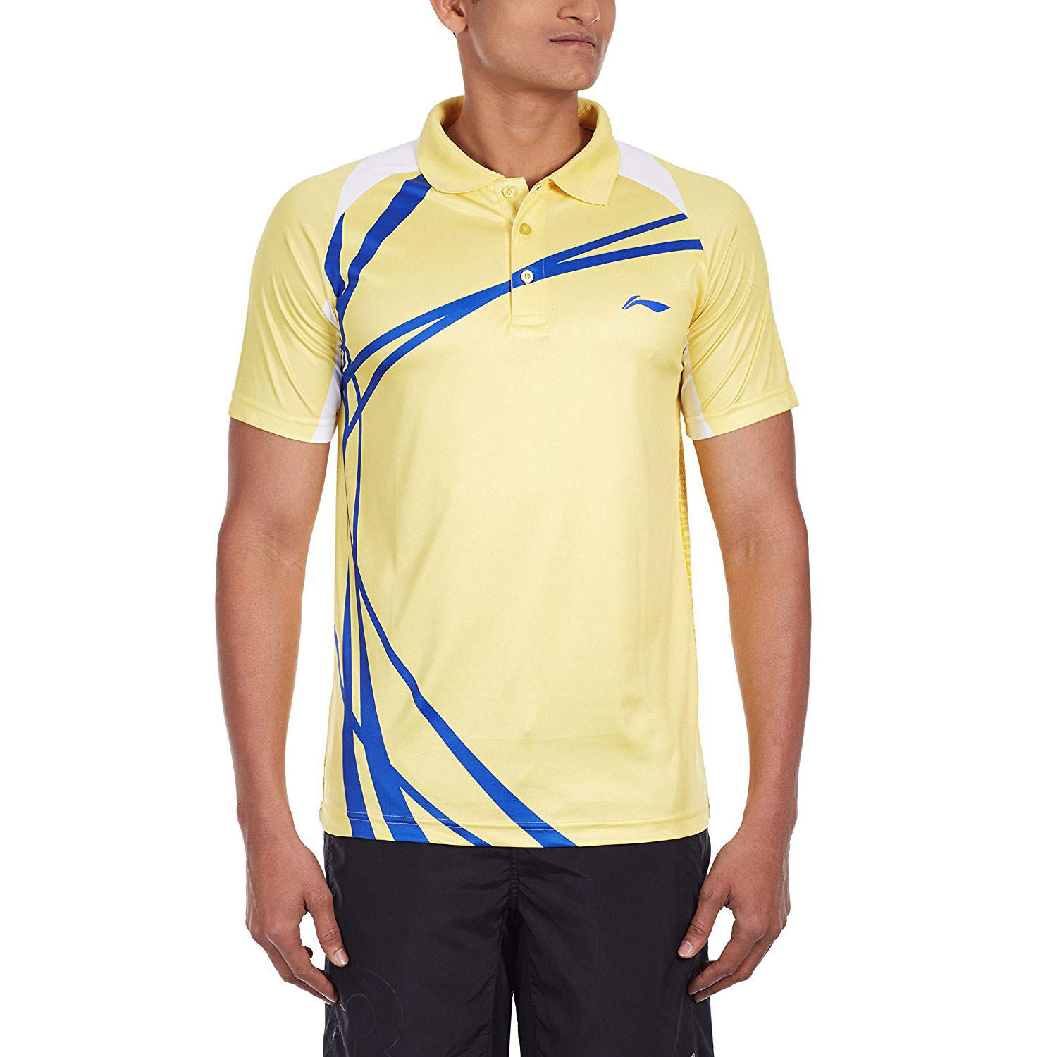 Li-Ning ALPH423-3 Collar Badminton T-Shirt, Men's (Yellow) 