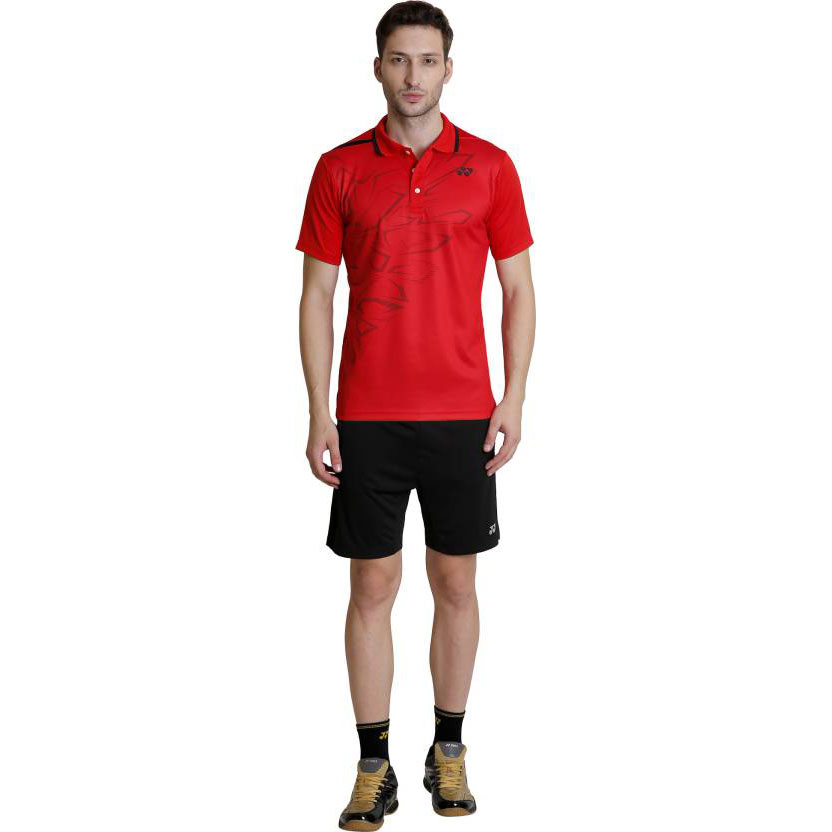  Yonex Printed Men's Polo Neck Red T-Shirt